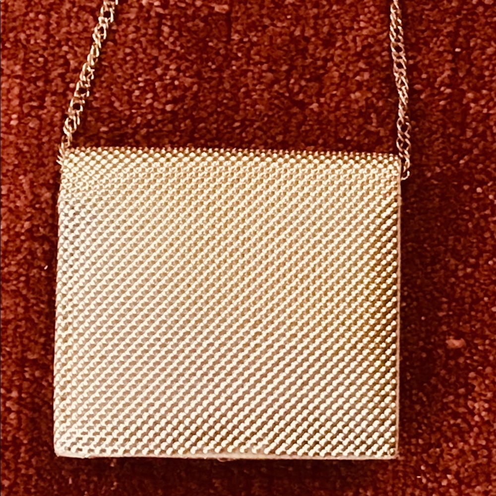 Whiting and Davis Gold Metallic Beaded Stash Purse